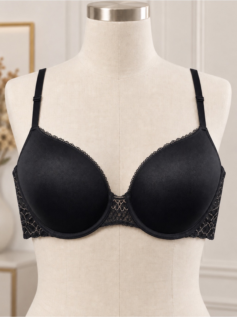 Auden The Radiant Plunge Push-Up Racerback Bra Black 32C NWT
